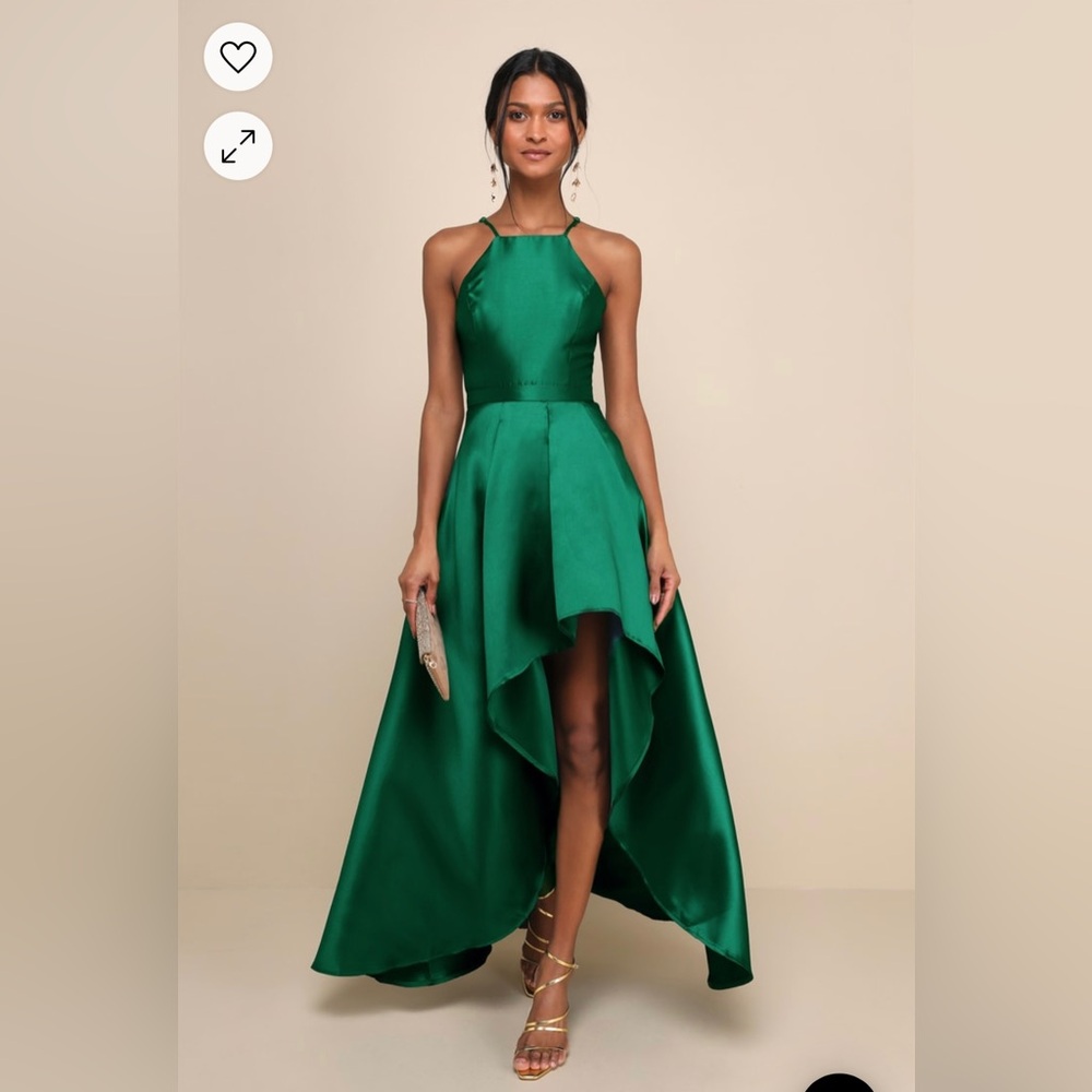 LuLu’s Broadway Show Emerald Green High-Low Gown